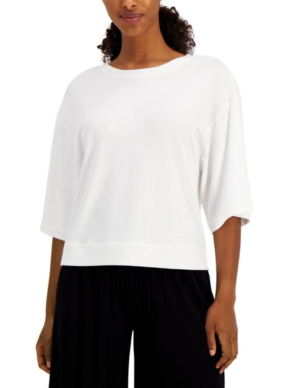 Ideology Womens Activewear Cropped Elbow-Sleeve Top